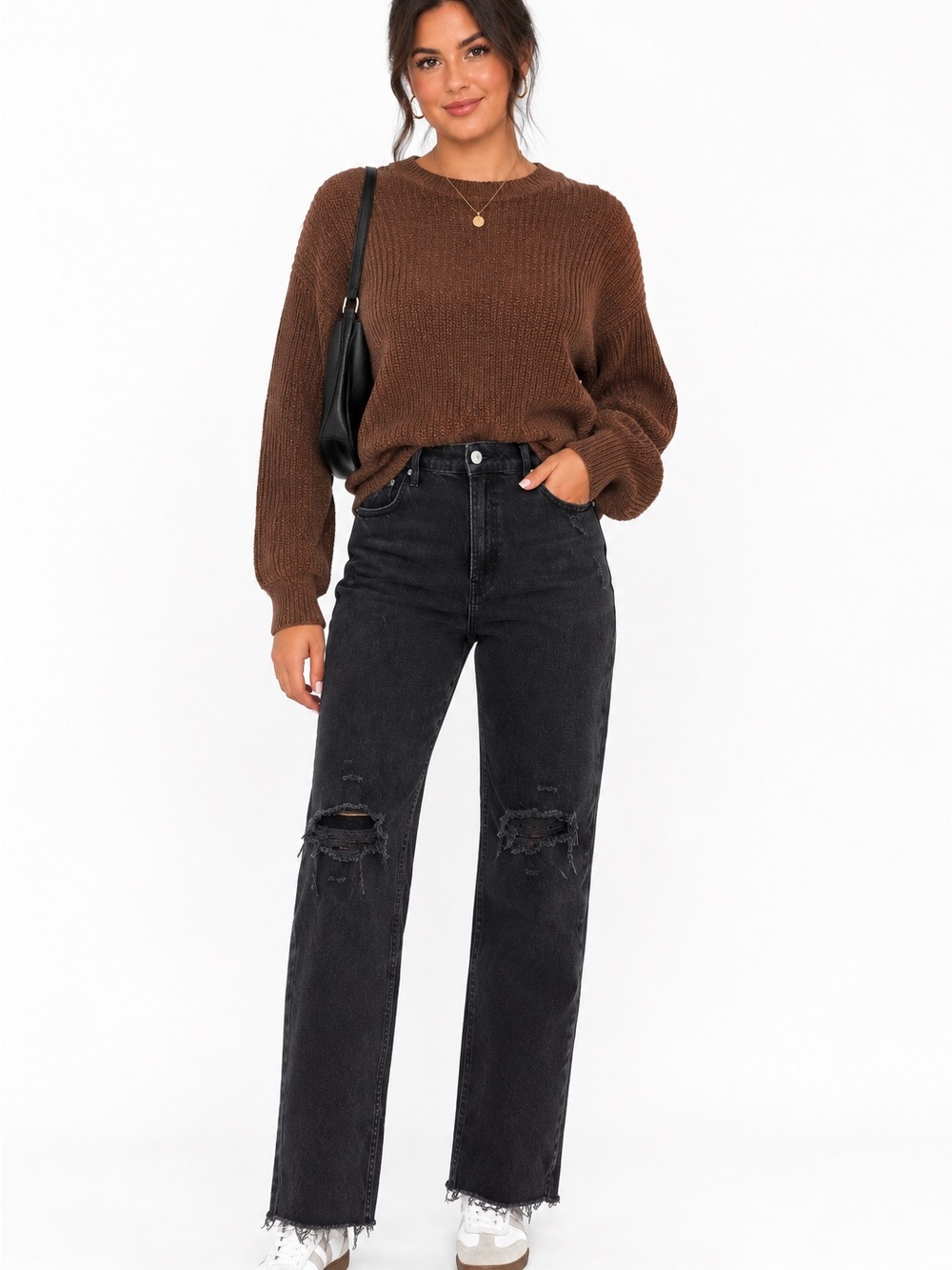 BNWT GAP Black High Rise Straight-Leg Distressed Jeans
